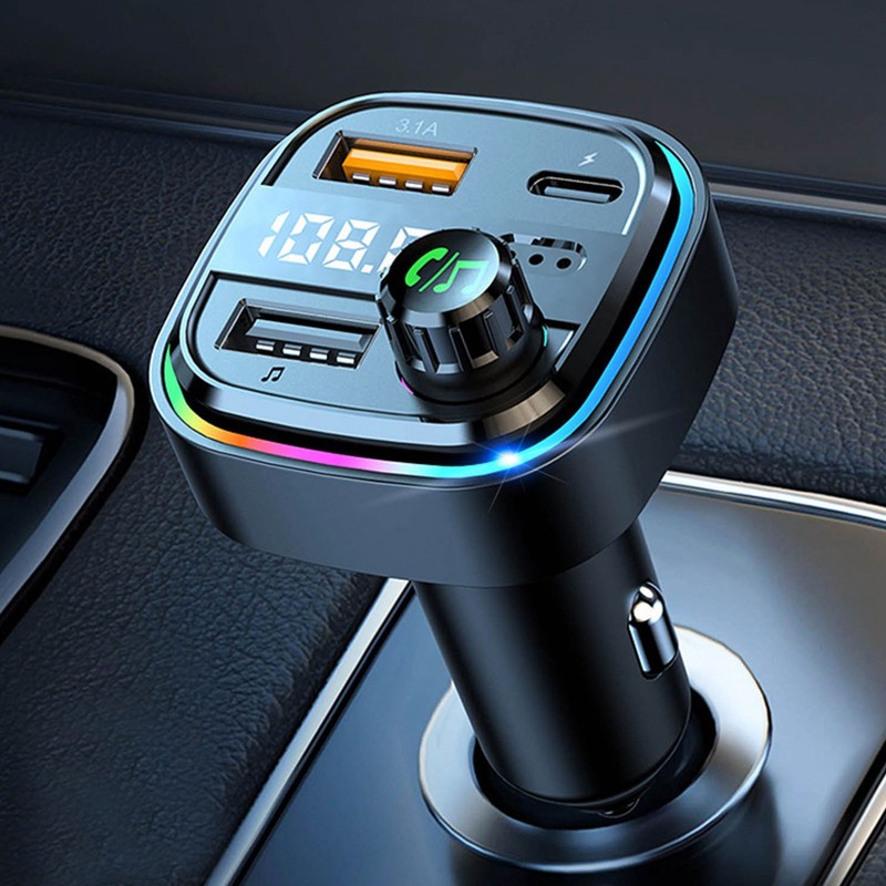 FM Transmitter Dual USB 1 Type C Multi Protection RGB