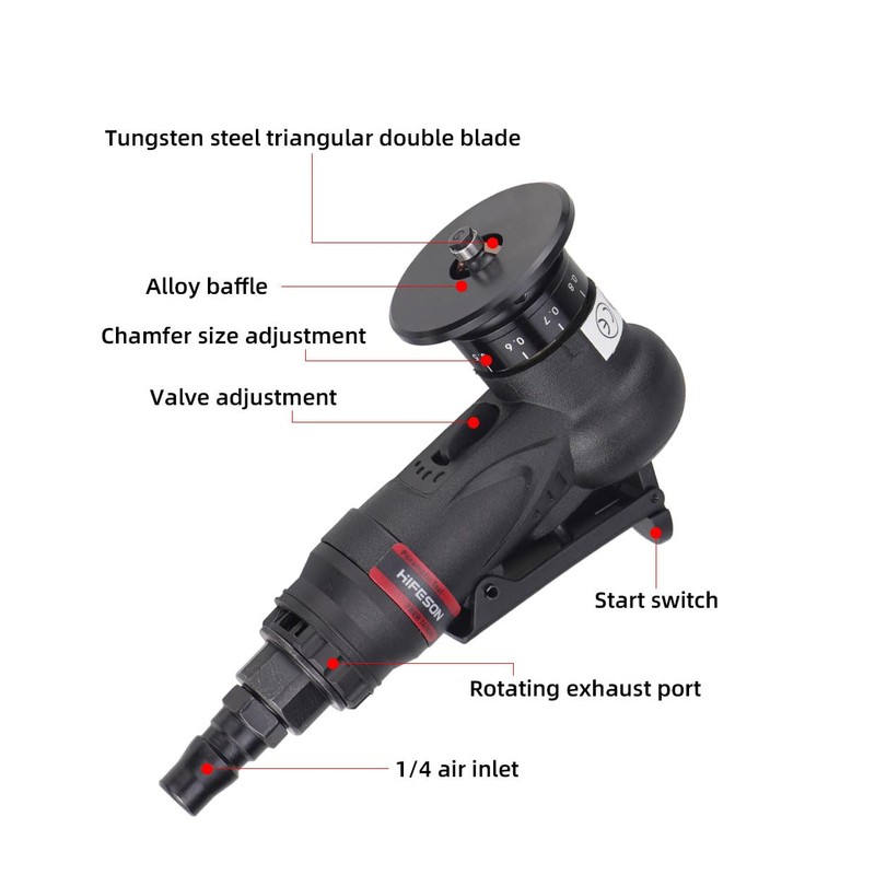 Pnuematic Chamfer Tool Deburring Tool for Metal Trimming, Air Beveling