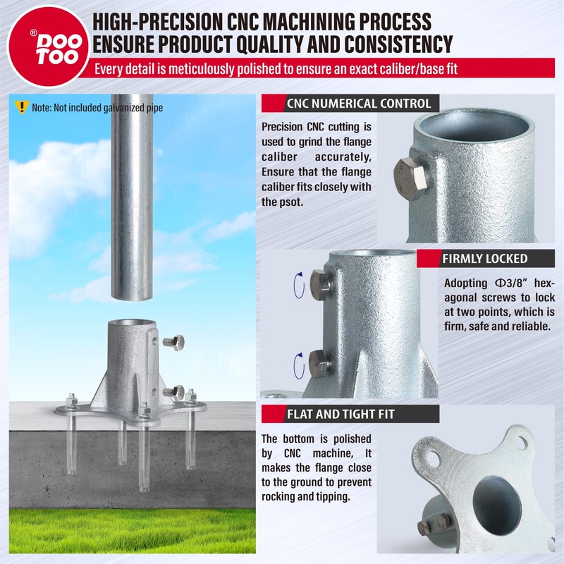 DooToo Chain Link Fence Post Flange - 2" Heavy Duty