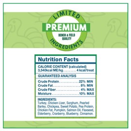 Bench & Field Holistic Natural Turkey & Triple Berry Dog Treats | Crunchy Bone-Shaped Bites | Antioxidant Blend, 10-Ounce Bottle