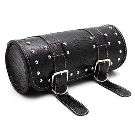 Motorcycle Saddle Bag, Motorcycles PU Leather Universal Tool Roll Waterproof Tool Bag Attachment Strap Storage Bag