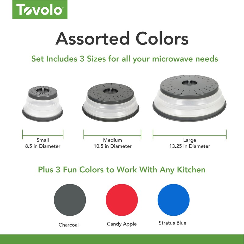 Tovolo Microwave Splatter Cover for Food, Medium (Charcoal) - Collapsible