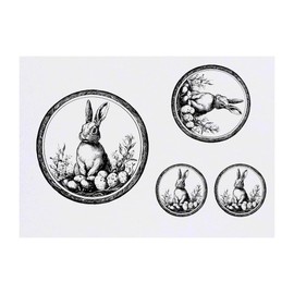 4 x 'Easter Bunny with Eggs in Circle Frame' Temporary Tattoos - Water Resistant, Skin-Safe, Non-Toxic Transfers, Mixed Sizes (TO00083138)