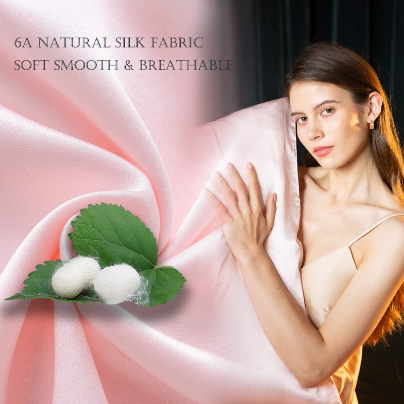 HandSun 100% Mulberry Silk Pillowcase, Breathable Silk Pillowcase for Hair