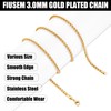 Fiusem Gold Plated Wheat Chain Necklace for Men, 3mm Gold