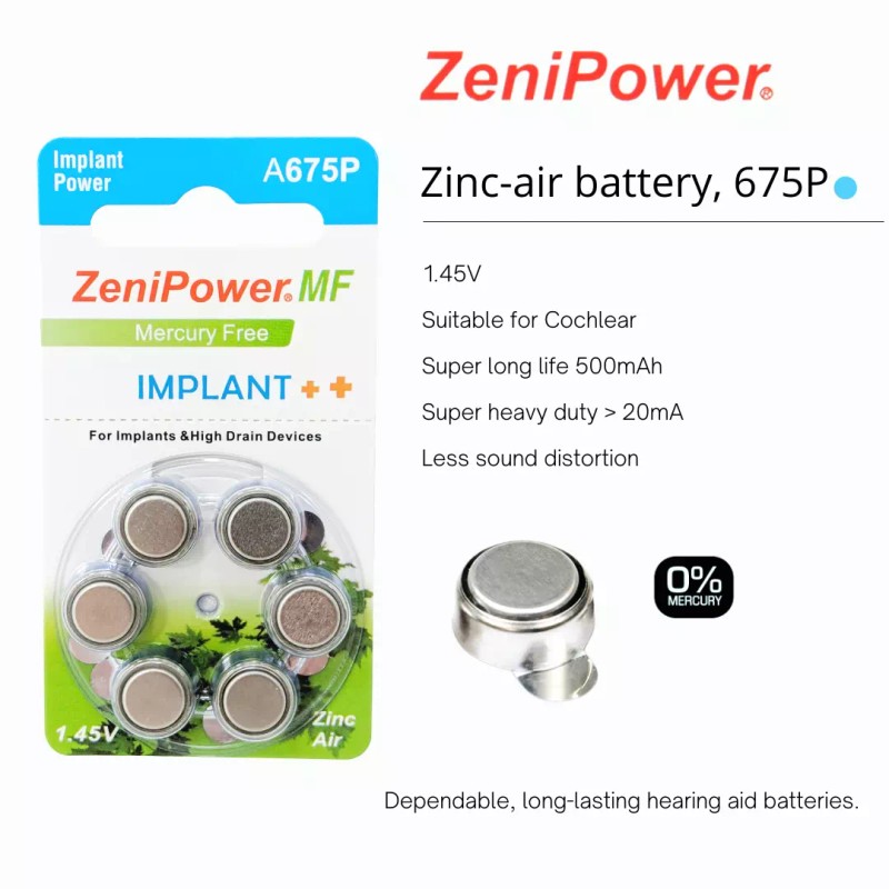 ZeniPower Size 675P Implant Power Cochlear Batteries (240 Pack) +