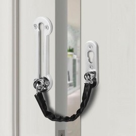 Entryway Door Chain Lock - Robust Dual Security Latch Lock Round-Silver 2ea