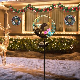 WANGIRO Solar Garden Lights Stake Outdoor Decorative,Dog and Butterfly Solar Stake Lights with Colorful LED Landscape Lighting Waterproof Pet Dog Solar Garden Lights for Outdoor, Garden Gift