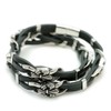 [One] Silver Flare Leather Choker Black Leather Cord Necklace for