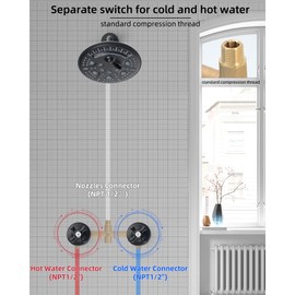 PHASAT 2 Handle Shower Faucet,Bathtub Faucet Set,Tub and Shower Trim Kit with Rough-in Valve,Matte Black,PU4H07