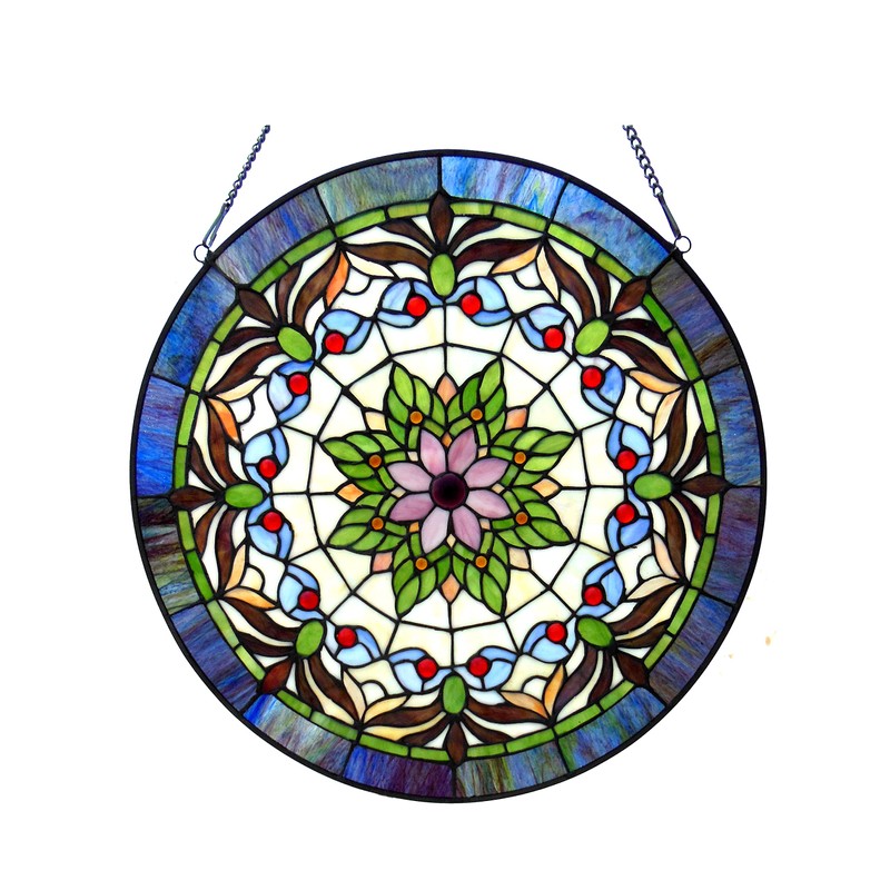 Chloe Lighting Tiffany Edwardian Man 22" Stained Glass Window Panel,