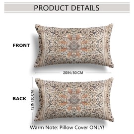 Snylcce Boho Floral Throw Pillow Cover 30x50 CM Set of 2 Bohemian Vintage Flowers Cushion Covers Velvet Double Sided Printing Decorative Pillowcases for Living Room Bedroom Sofa Home Decor