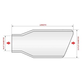Aftermarket Branded Exhaust Tip Hi-Polished Series Stainless Steel SUV Style Round Resonated Angle