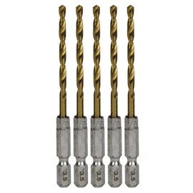 SK11 Hex Shaft Tin Iron Drill, Normal, Set of 5, 0.1 inches (3.5 mm)