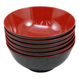 Ebros Gift Red And Black Melamine Bowls Pack Of 6 Kitchen And Dining Asian Japanese Chinese Cuisine Restaurant Supply Grade Dishwasher Safe 52oz Capacity Bowl Perfect For Udon Ramen Pho Wonton Soup