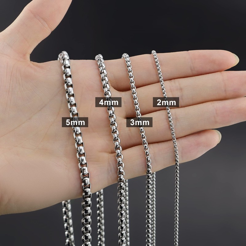 Bowisheet 4MM Square Rolo Chain Stainless Steel Round Box Chain