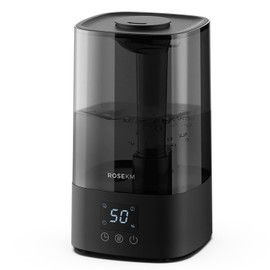ROSEKM Automatic Humidifiers for Bedroom Large Room, 4.5L Cool Mist Humidifier for Home & Plant with Timer & Humidity Sensor, Last Up to 18H on High Setting, Auto Shut-Off, 360° Nozzle (Black)