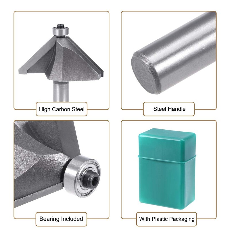 uxcell Chamfer Router Bit 1/2 Shank 1-1/2" Dia 45 Degree