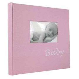 Dorr Baby Traditional Photo Album-60 Sides Overall Size 9.75" Square, Fabric Pink, 25 x 4 x 24 cm
