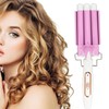 3 Barrel Curling Iron Wand Ceramic Glaze Coating Adjustable Frizz