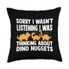 Dinos Chicken Nuggets Pattern | Funny Realistic Dino Throw Pillow