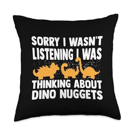 Dinos Chicken Nuggets Pattern | Funny Realistic Dino Throw Pillow