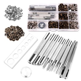 Leather Press Studs Set, Leather Metal Rivets 2 Colours Metal Leather Press Stud, Leather Rivet with Rivets Tool for Leather Decoration Belt Wallet Craft