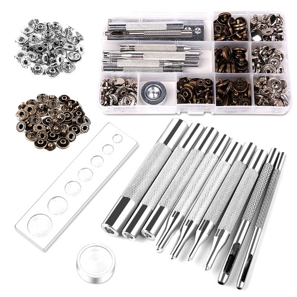 Leather Press Studs Set, Leather Metal Rivets 2 Colours Metal