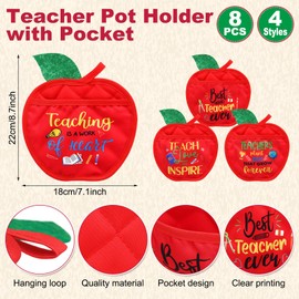 Jingmore 16 Pcs Teacher Appreciation Gifts Apple Shape Pot Holder Silicone Spatula with Wooden Handle for Baking Graduation Retirement Birthday Thank You Teachers Gifts