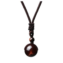 Jovivi Healing Crystals Necklace Natural Red Tiger Eye Lucky Blessing Protection Chakra Beads Stone Pendant for Women Men Adjustable