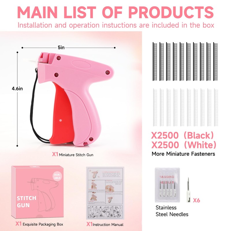 Stitch Gun for Clothes, Handheld Quick Sticky Sewing Tag Gun