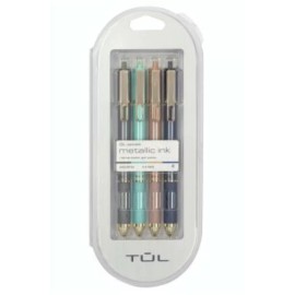 TUL Gel Pens, Med Point, 0.8 mm, Metallic Inks, 4 Pens Limited Edition