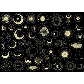 ANKOMINA 40 PCS Metallic Gold Foil Constellation Tarot Cards Stars Moons Label Stickers for DIY Art Craft Notebook Journal Planner Scrapbooking Album Diary Decoration Stationery