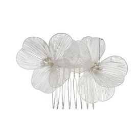 Silver Metal Flower Hair Comb Wedding Bridal Hair Side Combs Floral Hairpiece Decorative Flower Hair Accessories for Women Bridesmaids