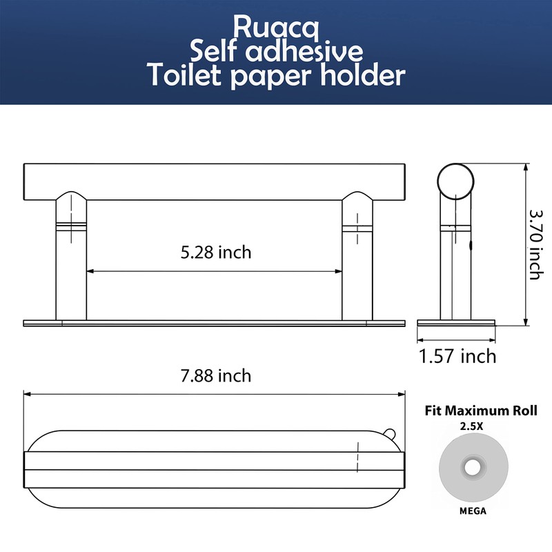 Ruacq Self Adhesive Toilet Paper Holder Brushed Double Post Pivoting