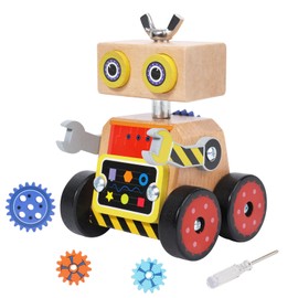 JugueteLand Robot Building Toy, Wooden Little Robot Assembly Kit for Kids 4-8 Years, STEM Educational Woodworking Crafts Projects for Kids, Gift for Boys and Girls 4 5 6 7 8 Years Old