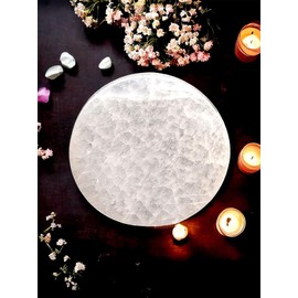 Selenite Charging Round Disk Crystal Charging Plate Selenite Slice Charging Plate Charge Crystals (14cm)