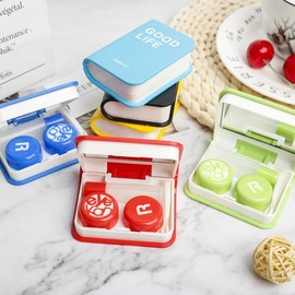 Book Design Portable Lens Case Set Lens Renew Canister Suction Rod Clamp Travel All-in-One Soft Hard Circle Color Contact Book Design Portable Lens Case Set (blue) 5ea