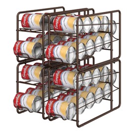 MOOACE Can Organizer for for Pantry, Stackable Soda Can Dispenser Canned Food Storage, Kitchen Cabinet Fridge Beverage Cans Holder, 4 Pack, Bronze