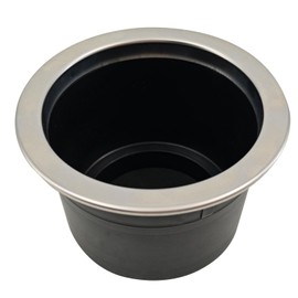 ISURE MARINE 4Pcs Cup Holder Insert Plastic Universal Drop in Cup Holder with Drain, for RV Boat Car, Pontoon Table Sofa,Stainless Steel Edging