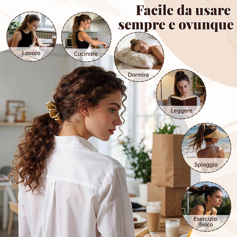 8 Pezzi Scrunchies per Capelli, Scrunchies in Seta per Donne