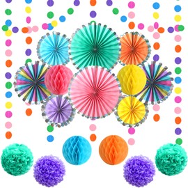 Macaron Color Party Decorations Paper Fans, Graduation Season Hanging Glitter Triangle Flags Banner Hanging Paper Fan Happy Birthday Banners and Triangular Flag, Bridal Shower,Purple Themed Birthday…