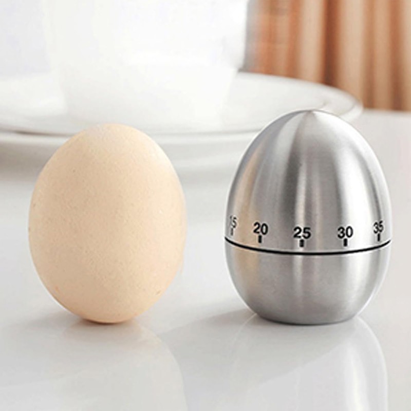 ZAAWUUT Egg Kitchen Timer Stainless Steel Mechanical Rotating 60 Minute