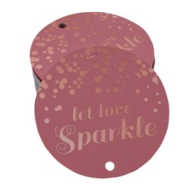 Inkdotpot Pack Of 50 Real Rose Gold Foil Paper Tags Let Love Sparkle Wedding Favor Hang Tags