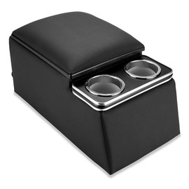 RASNAUTO Universal Truck Seat/Bench Contractor Center Console with Cup Holders and Padded Top Lid for Armrest, 124810, Black