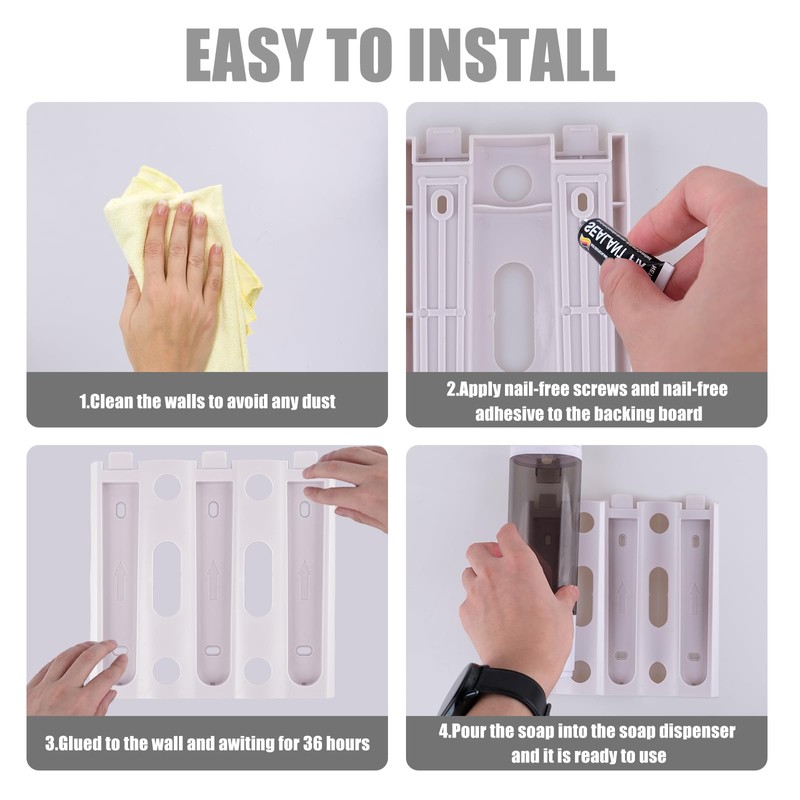 Shower Soap Dispenser Wall Mounted Bathroom ABS Plastic Liquid Hand