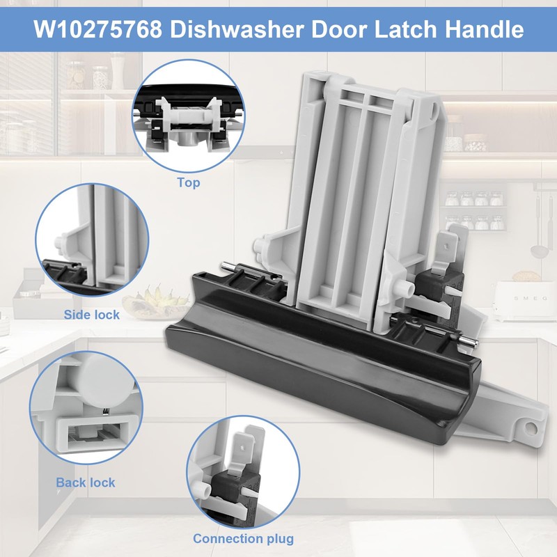 W10130695 W10275768 Dishwasher Door Latch Handle Black Compatible with Whirlpool