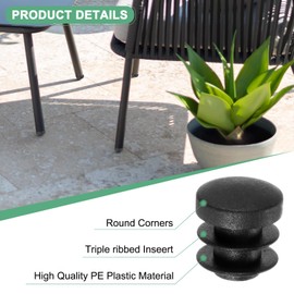 M METERXITY 50 Pack Round Plastic Plug, OD 14mm Furniture Tube Inserts Pipe Hole End Caps for Tubing Post/Glide Insert for Pipe Post/Table Chair Leg/Metal Tubing/Fence [Black]
