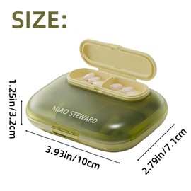 Miao Steward Portable Travel 6 Compartments Pill Case,Detachable, Light-Blocking, for Pocket Purse Daily Pill Box to Hold Vitamins (Green)