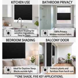 Adhesive Pleated Window Blinds for Light Control and Privacy – No-Drill Roman Shades for Home Windows and Doors